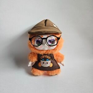 KIMMON Mimon V6 Coffee Barista Plush Keychain Orange Fuzzy Designer Toy 7in